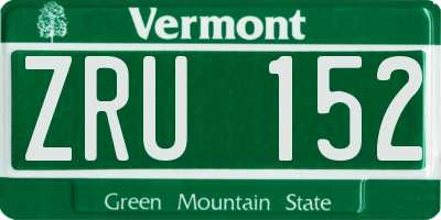 VT license plate ZRU152