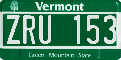 VT license plate ZRU153