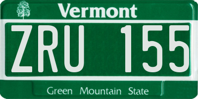 VT license plate ZRU155