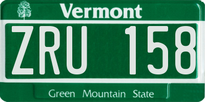 VT license plate ZRU158