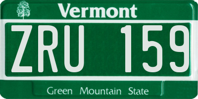 VT license plate ZRU159