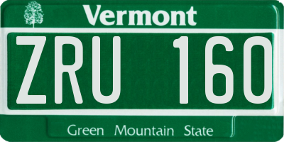 VT license plate ZRU160