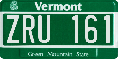 VT license plate ZRU161