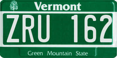 VT license plate ZRU162
