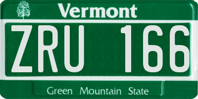 VT license plate ZRU166