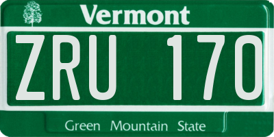 VT license plate ZRU170