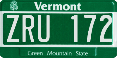 VT license plate ZRU172