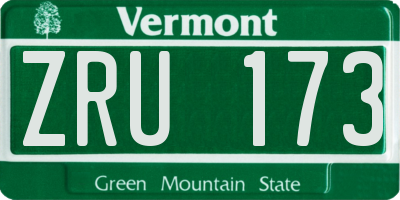 VT license plate ZRU173