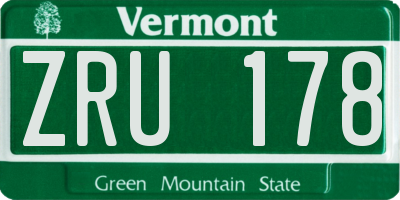 VT license plate ZRU178