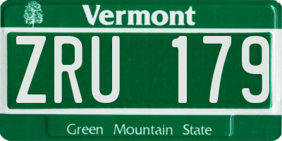 VT license plate ZRU179