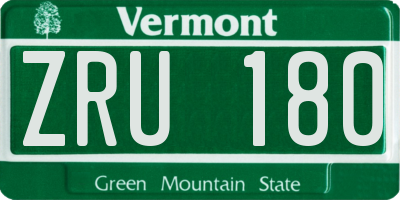 VT license plate ZRU180