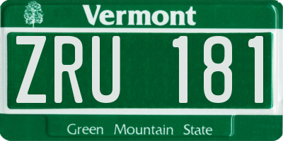 VT license plate ZRU181