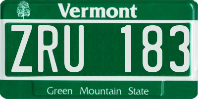 VT license plate ZRU183