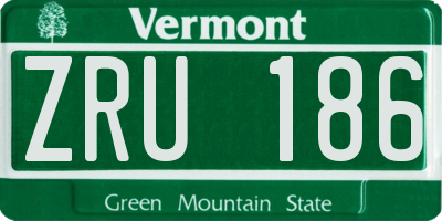 VT license plate ZRU186