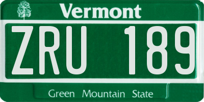 VT license plate ZRU189