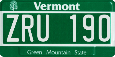 VT license plate ZRU190