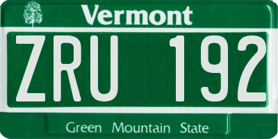 VT license plate ZRU192