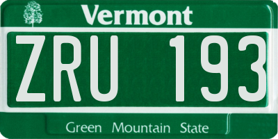 VT license plate ZRU193