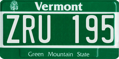 VT license plate ZRU195