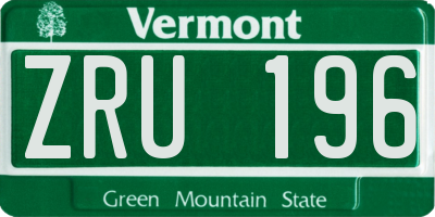 VT license plate ZRU196