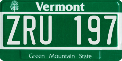 VT license plate ZRU197