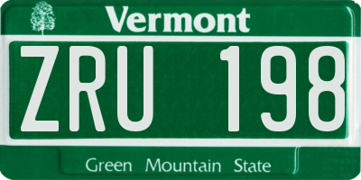 VT license plate ZRU198