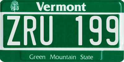 VT license plate ZRU199