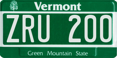 VT license plate ZRU200