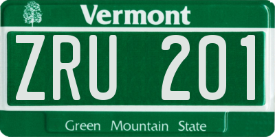 VT license plate ZRU201