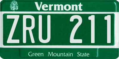 VT license plate ZRU211