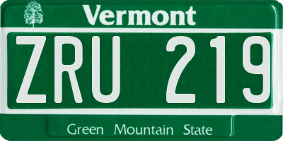 VT license plate ZRU219