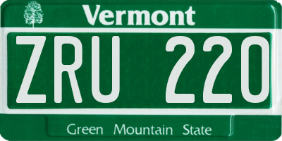 VT license plate ZRU220