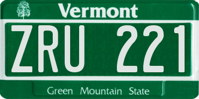 VT license plate ZRU221