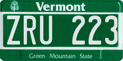 VT license plate ZRU223