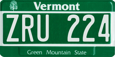 VT license plate ZRU224