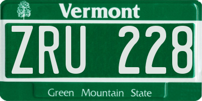 VT license plate ZRU228