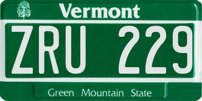 VT license plate ZRU229