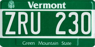 VT license plate ZRU230