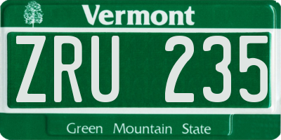 VT license plate ZRU235