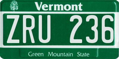 VT license plate ZRU236