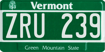 VT license plate ZRU239