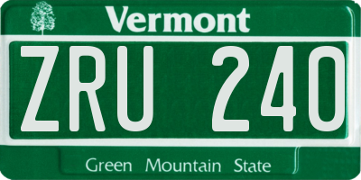 VT license plate ZRU240
