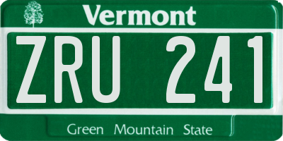 VT license plate ZRU241