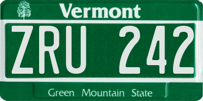 VT license plate ZRU242
