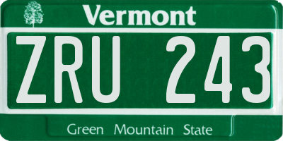 VT license plate ZRU243