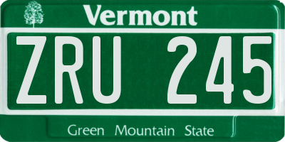 VT license plate ZRU245