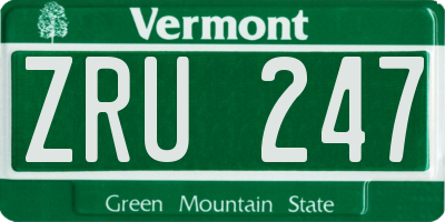 VT license plate ZRU247