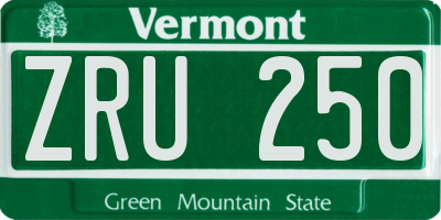 VT license plate ZRU250