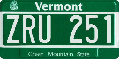 VT license plate ZRU251