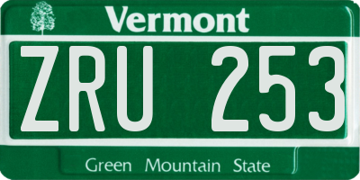 VT license plate ZRU253